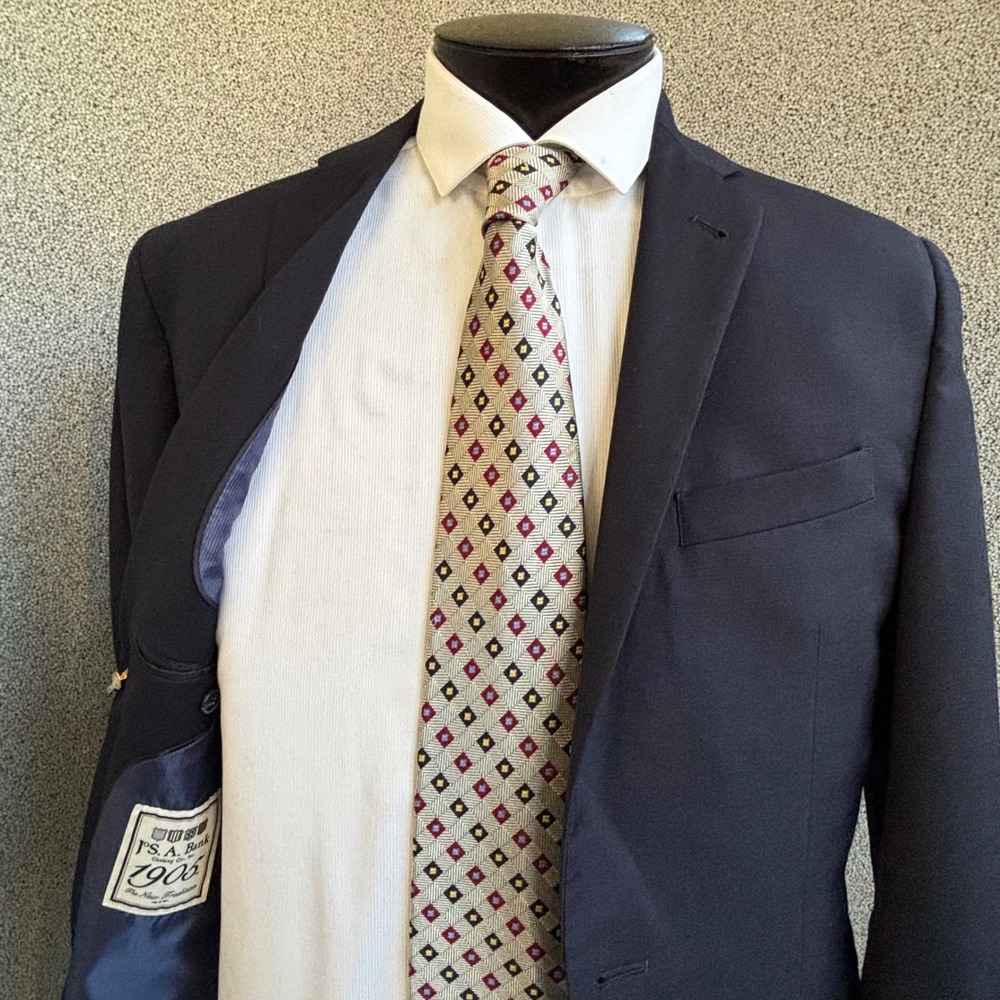 Jos. A. Bank Sport Coat Mens 40L Navy Blue Slim Fit Wool Classic Professional